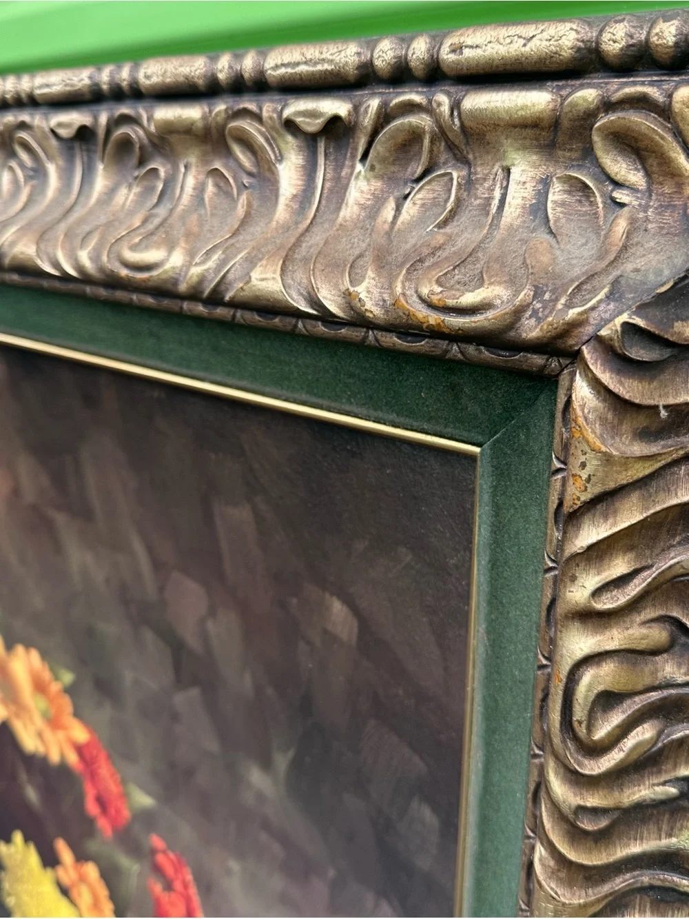 Large Vintage Framed Floral Wall Art – 